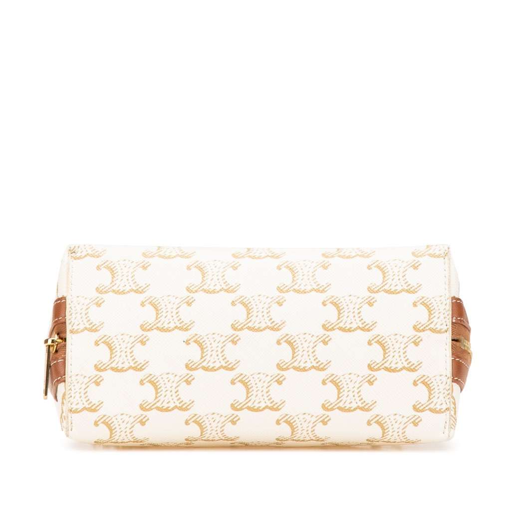 Celine Triomphe Coated Canvas Clutch On Chain White Canvas Very good - Inside View