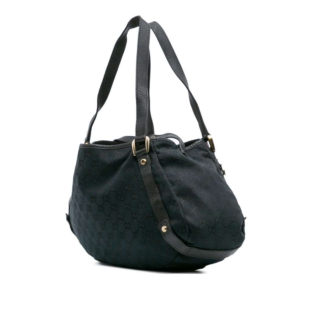Gucci GG Canvas Abbey D Ring Tote Black Canvas Good - Back View