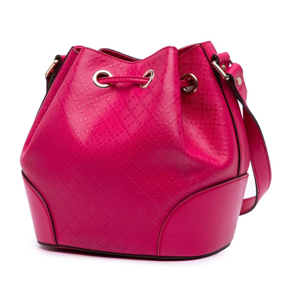Gucci Diamante Leather Bright Bucket Bag Pink Leather Good - Back View