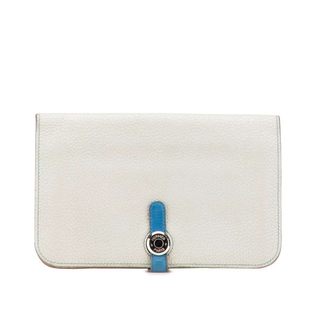 Hermès Bicolor Togo Dogon Duo Wallet GM Grey Leather Good condition - Front View