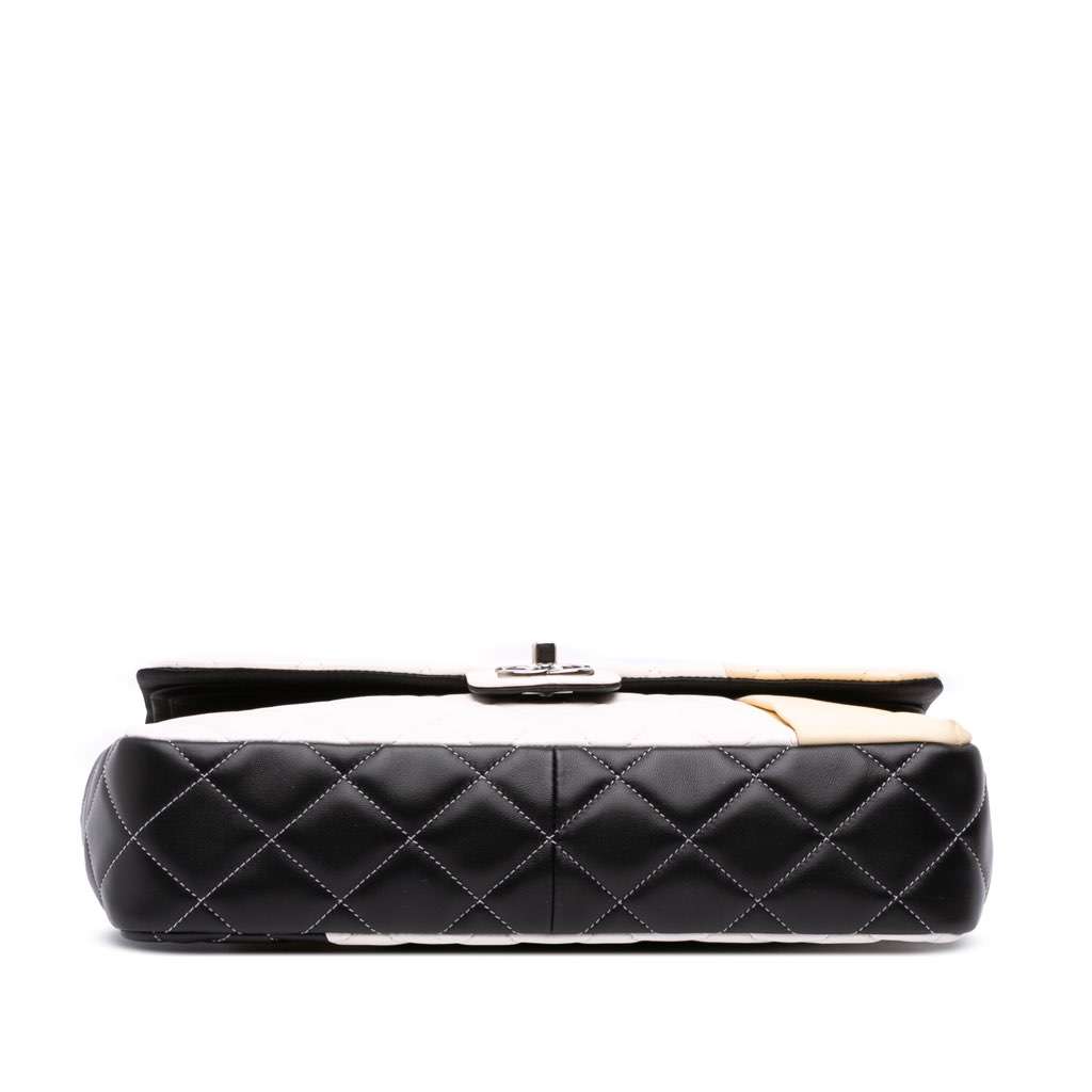 Chanel Jumbo Classic Tricolor Lambskin Colorblock Double Flap Brown Leather Good - Inside View