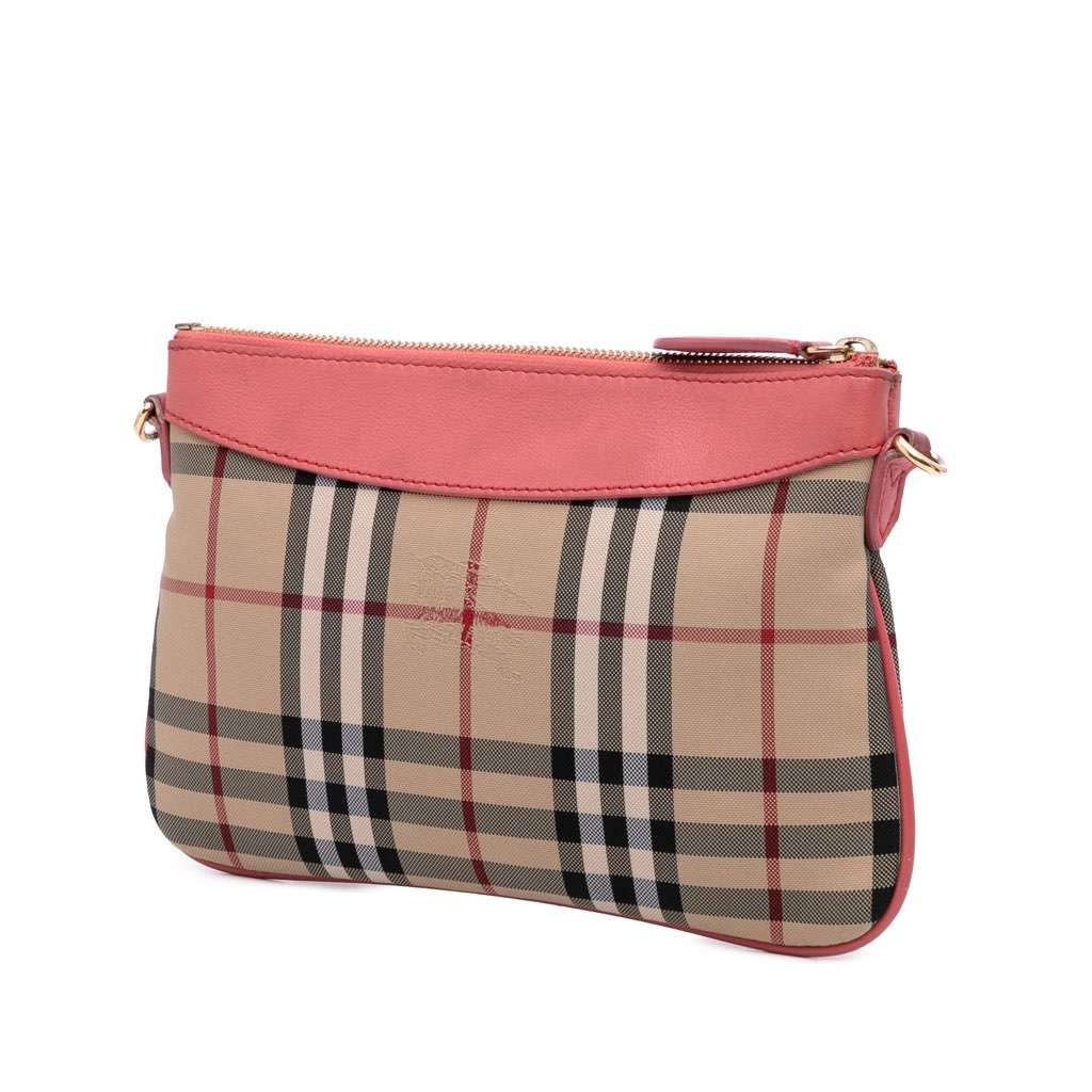 Burberry Haymarket Check Canvas Peyton Crossbody Brown Canvas Good - Back View