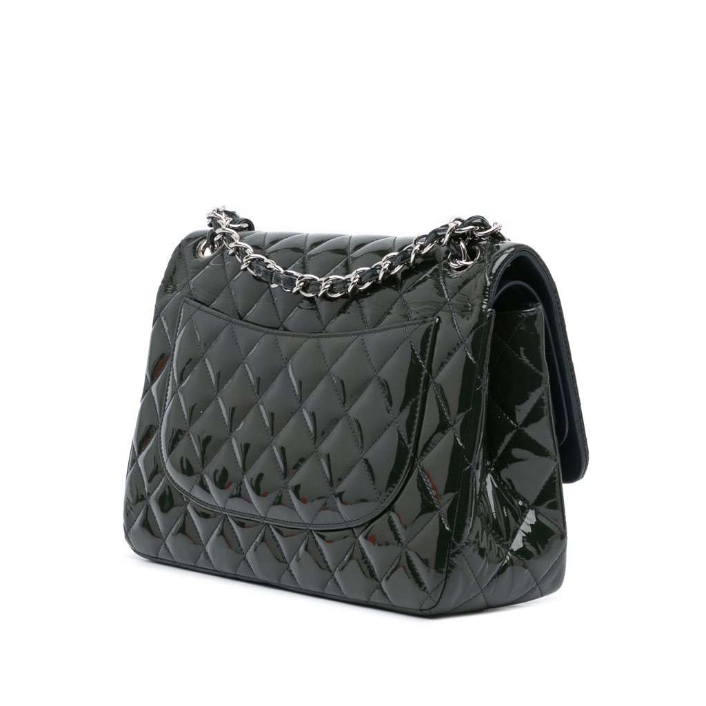 Chanel Jumbo Classic Patent Double Flap Blue Leather Good condition - Back View
