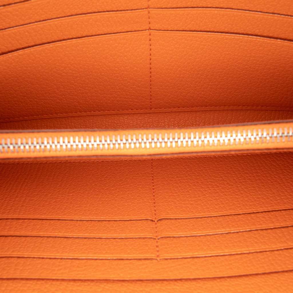 Hermès Chevre Mysore Kelly Longue Wallet Orange Leather Good condition - Model View