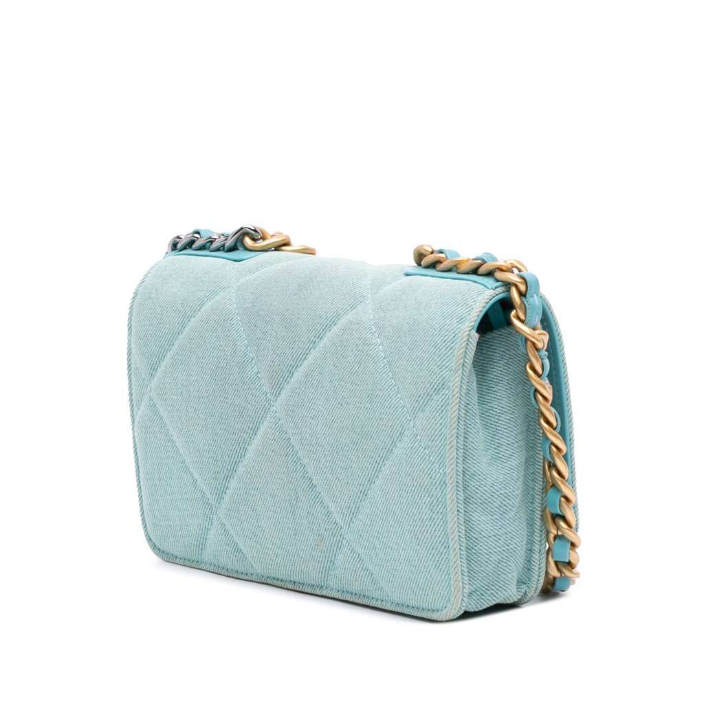 Chanel Denim 19 Wallet on Chain Blue Denim Very good - Back View