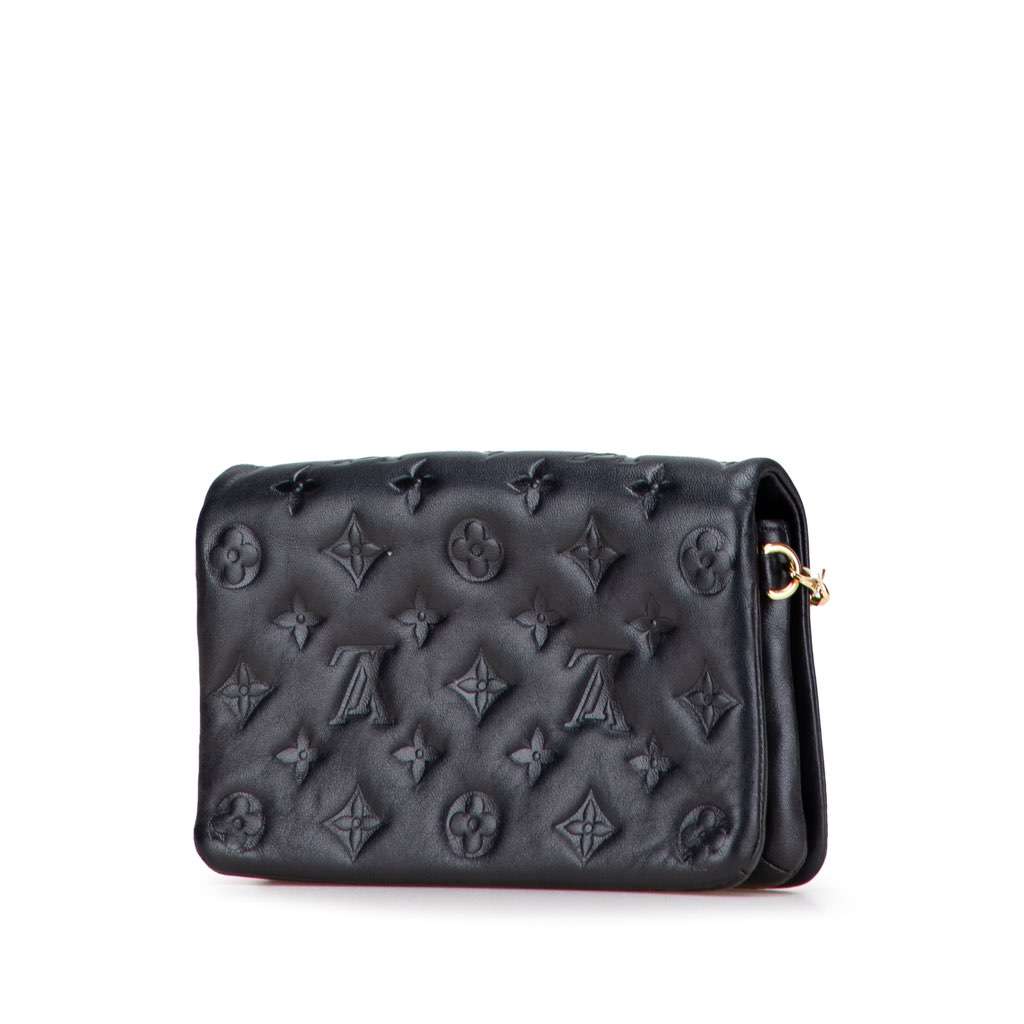 Louis Vuitton Monogram Embossed Pochette Coussin Black Leather Very good - Back View