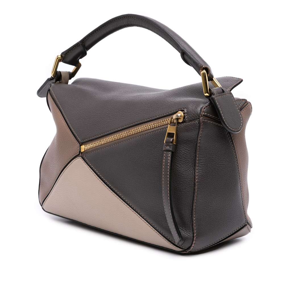Loewe Small Tricolor Calfskin Puzzle Satchel Grey Leather Good condition - Back View