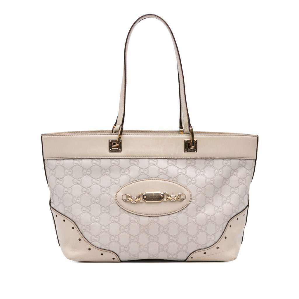 Gucci Small Guccissima Punch Tote Brown Leather Good - Front View