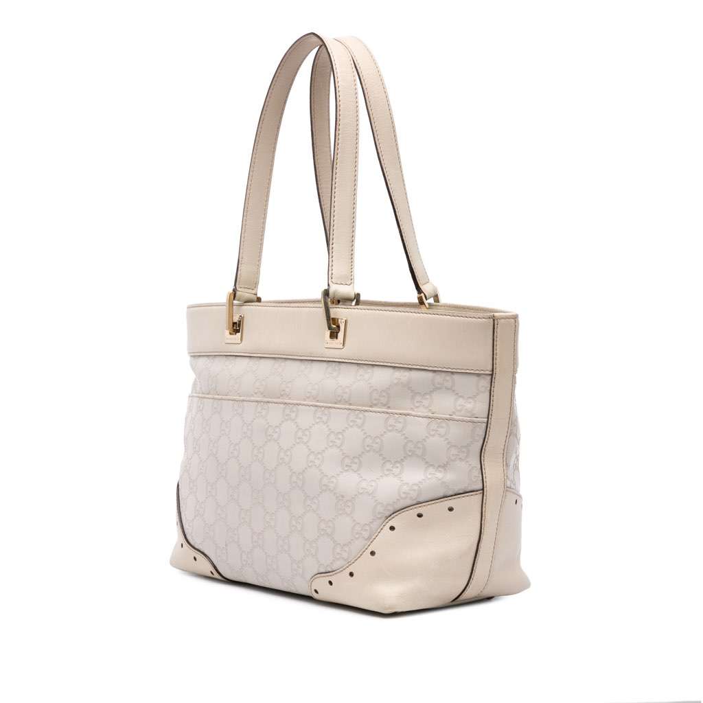 Gucci Small Guccissima Punch Tote Brown Leather Good - Back View