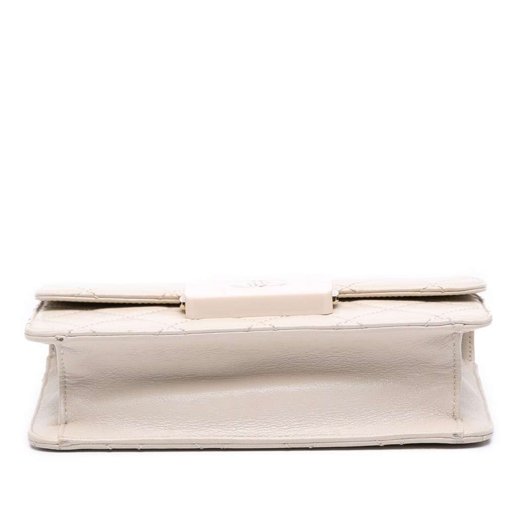 Chanel Mini Lambskin Beauty Lock Flap White Leather Good - Inside View