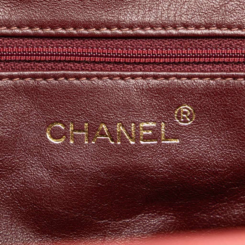Chanel Quilted Suede Metal Frame Handbag Red Leather Very good - Model View