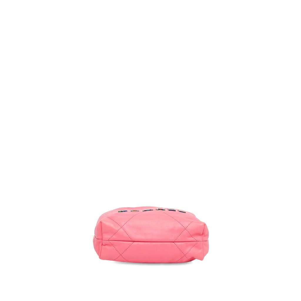 Chanel Mini Shiny Calfskin Rainbow Hardware 22 Handbag Pink Leather Very good condition - Model View