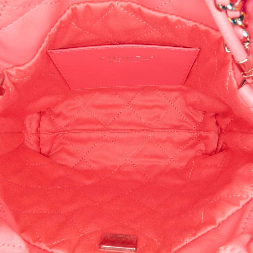 Chanel Mini Shiny Calfskin Rainbow Hardware 22 Handbag Pink Leather Very good condition - Box View