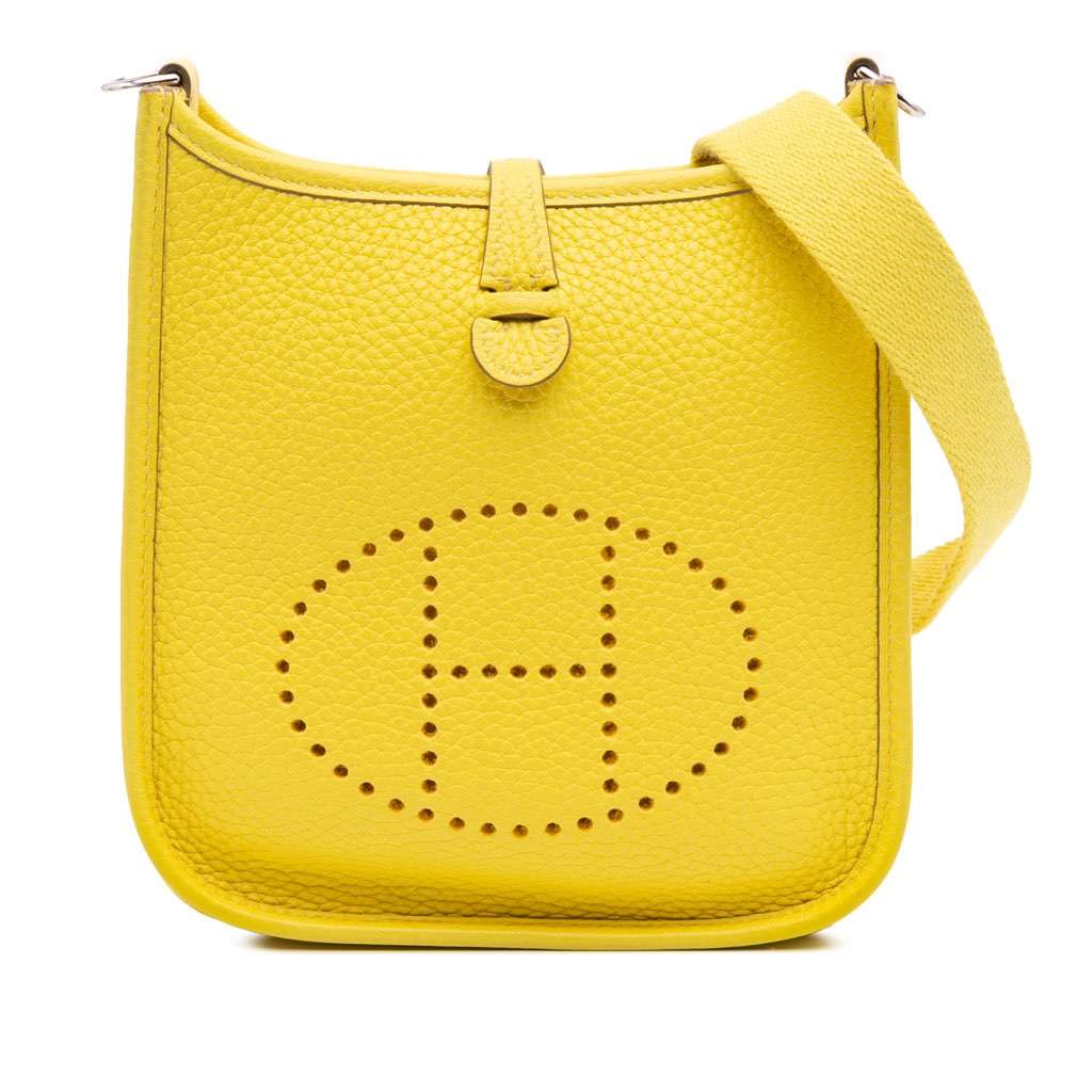 Hermès Clemence Evelyne TPM Yellow Leather Good condition - Front View