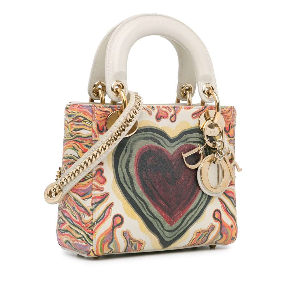Dior Limited Edition Mini Calfskin Lady DiorAmour Lady Dior White Leather Very good - Back View