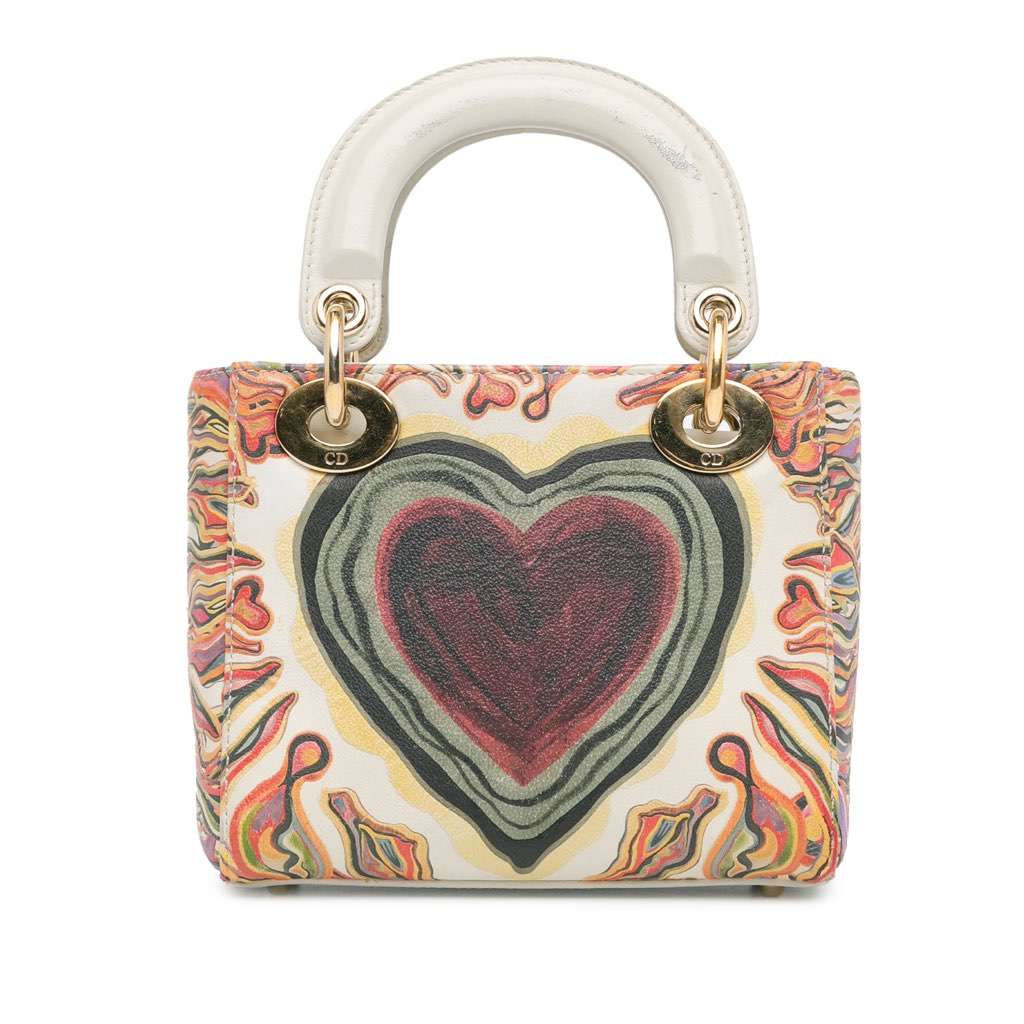 Dior Limited Edition Mini Calfskin Lady DiorAmour Lady Dior White Leather Very good - Inside View