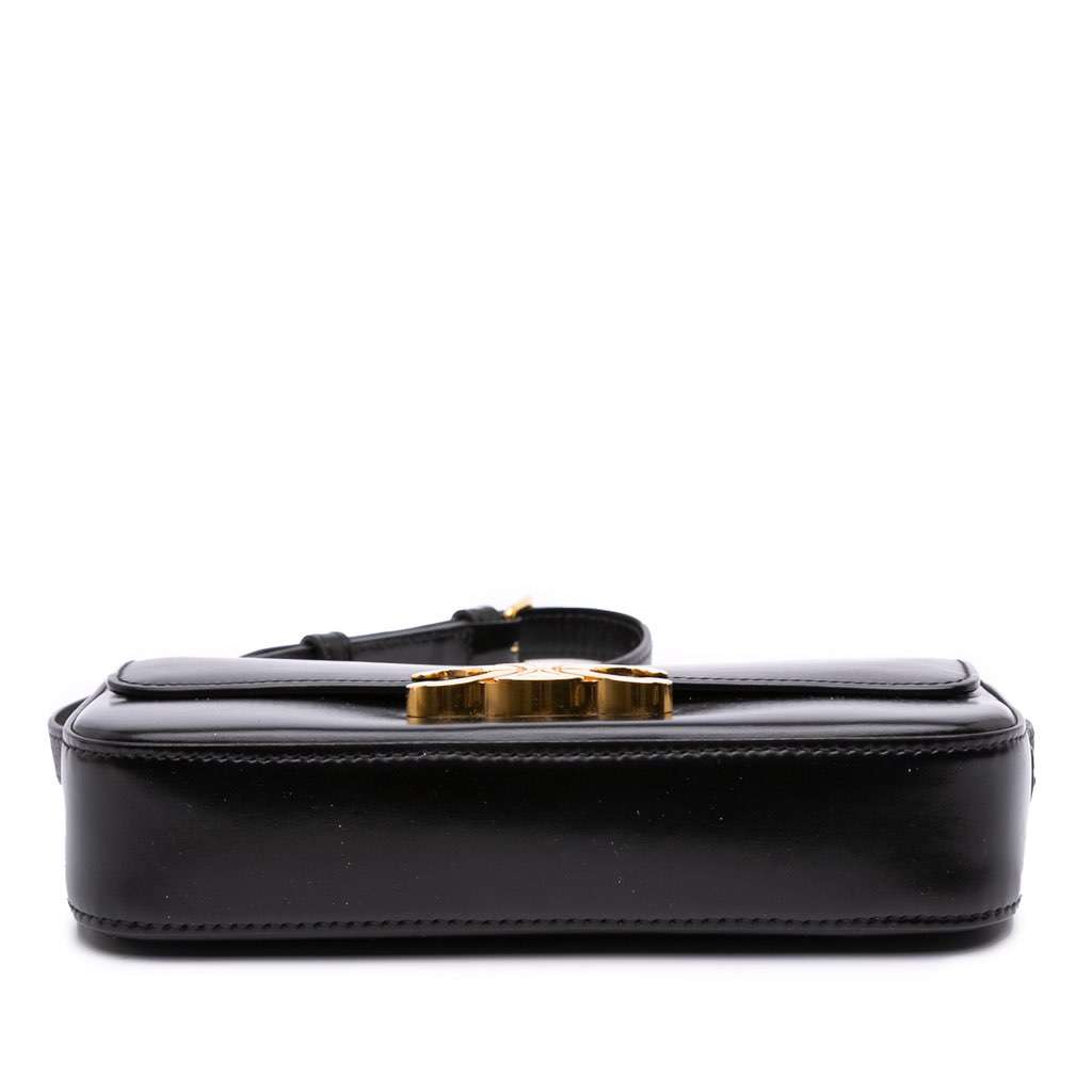 Celine Shiny Calfskin Claude Shoulder Bag Black Leather Good - Inside View