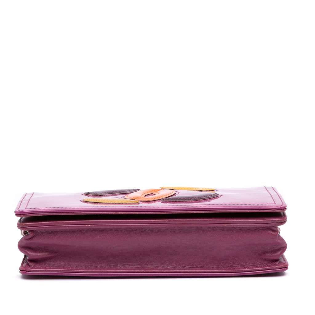 Chanel Patent CC Lipstick Wallet On Chain Purple Leather Good - Inside View