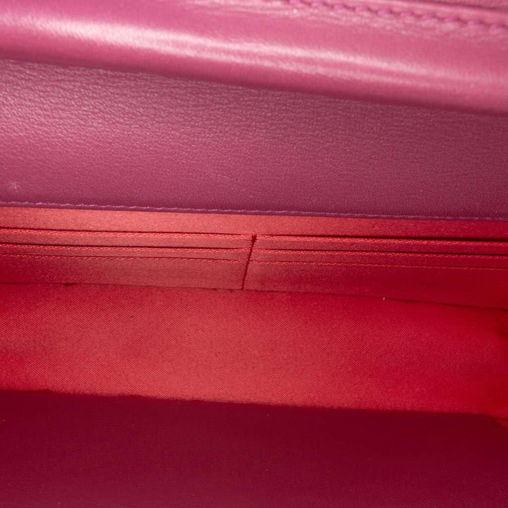 Chanel Patent CC Lipstick Wallet On Chain Purple Leather Good - Model View