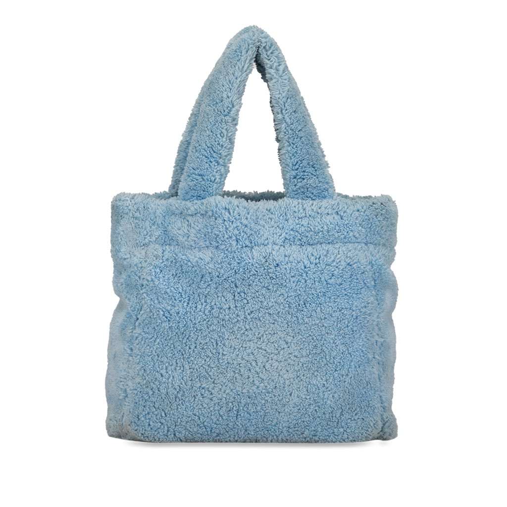 Prada Spugna Logo Terrycloth Tote Blue Cotton Good - Inside View