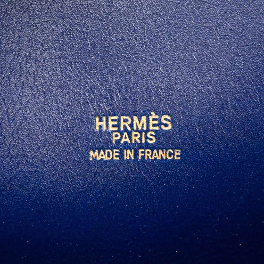 Hermès Box Calf Kelly Sport GM Blue Leather Good condition - Box View