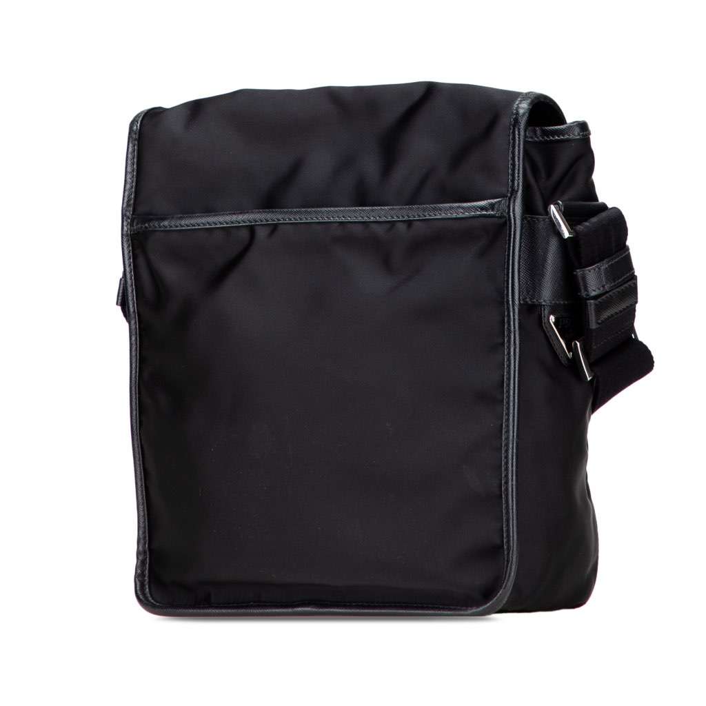 Prada Tessuto Buckle Messenger Bag Black Very good - Back View