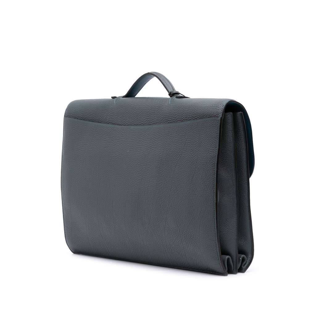 Hermès Togo Sac a Depeches 41 Blue Leather Good condition - Back View