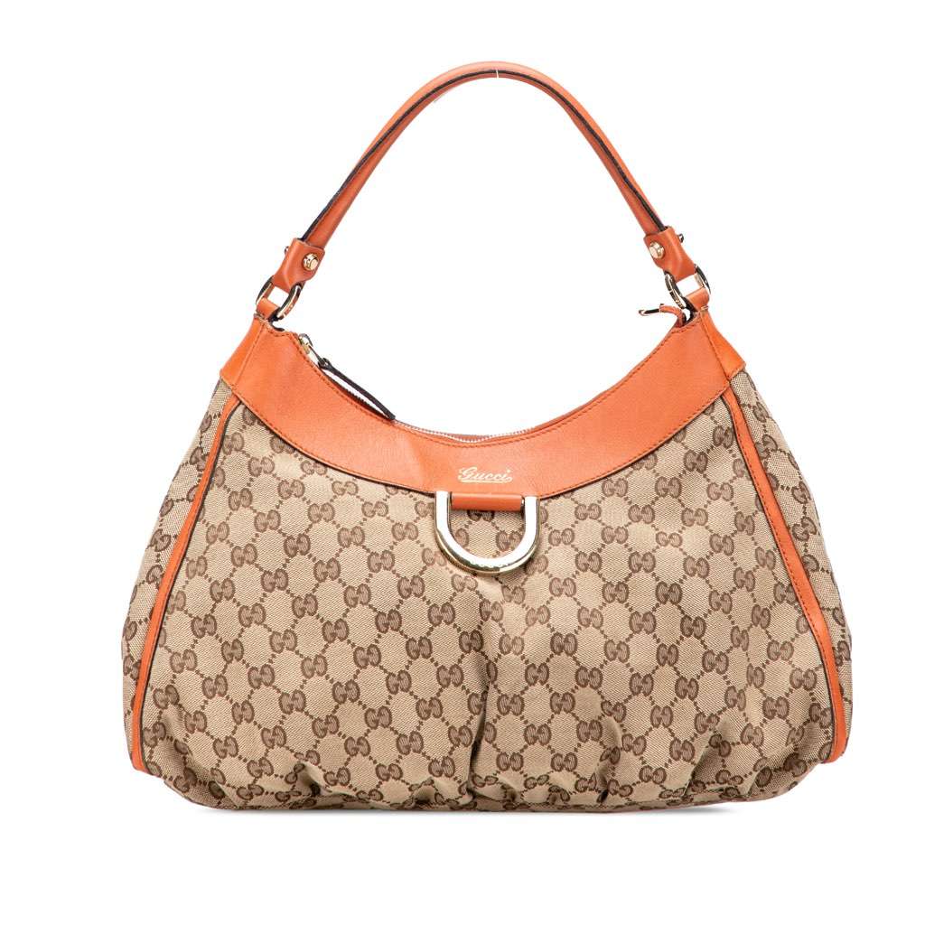 Gucci GG Canvas Abbey D Ring Shoulder Bag Brown Canvas Good - Front View