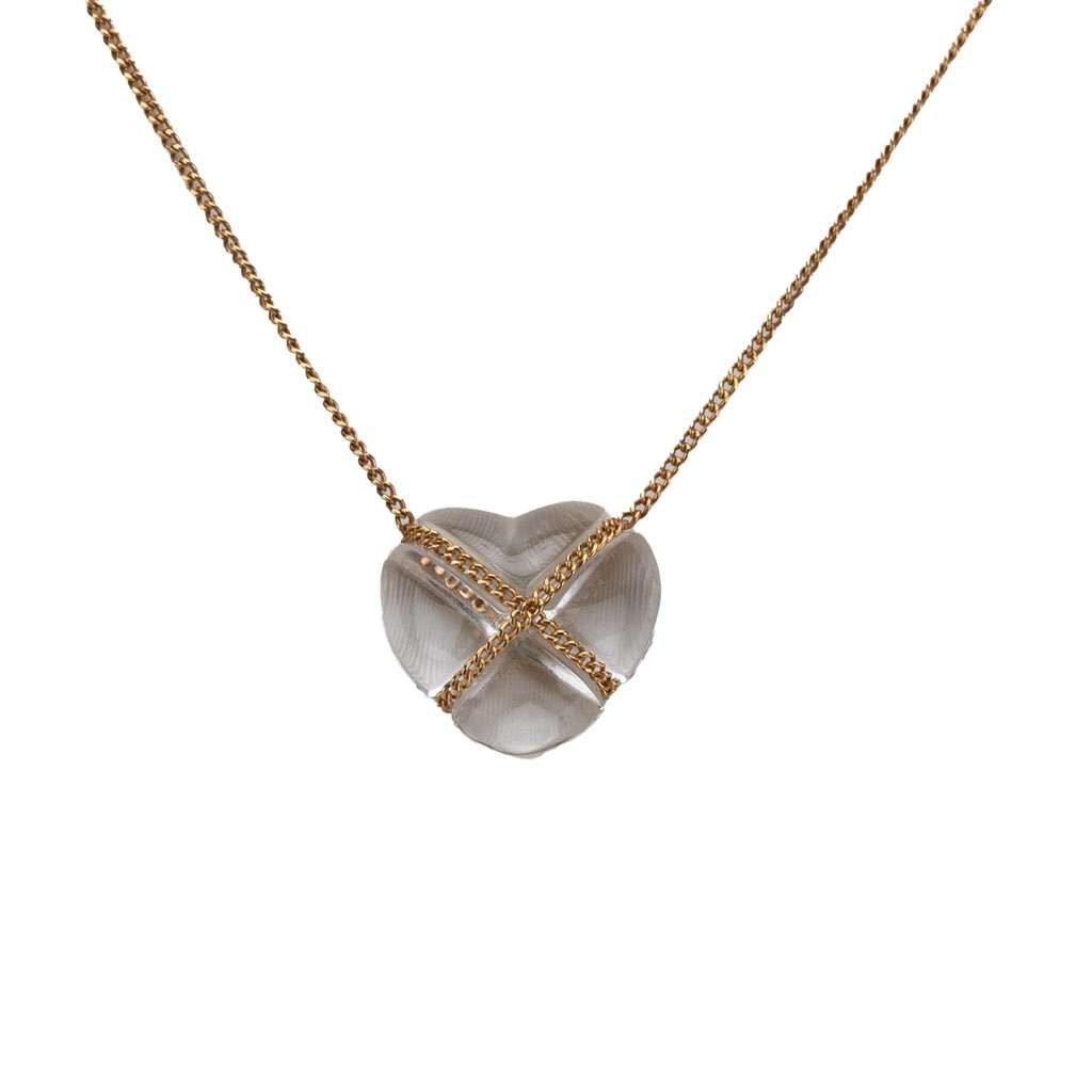 Tiffany & Co 18K Yellow Gold Rock Crystal Cross My Heart Necklace Gold Gold Good condition - Front View