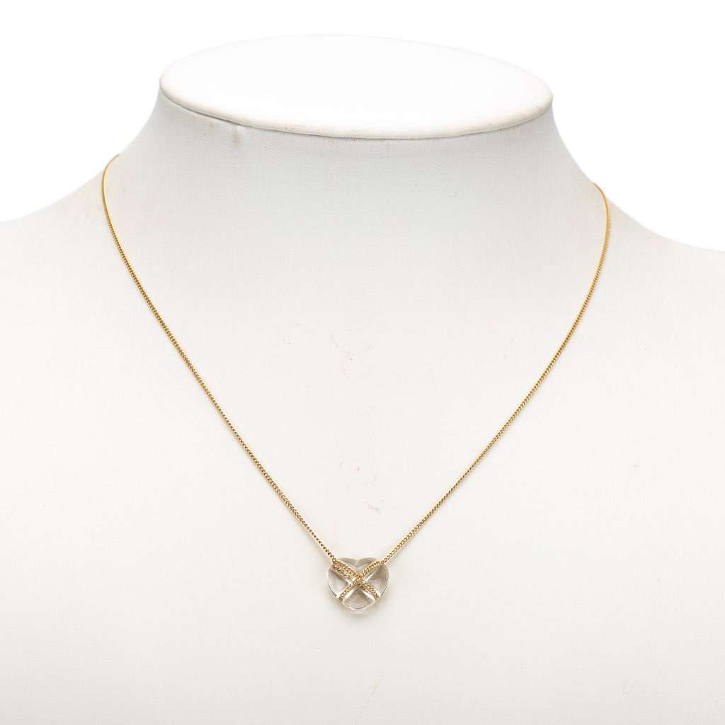 Tiffany & Co 18K Yellow Gold Rock Crystal Cross My Heart Necklace Gold Gold Good condition - Model View