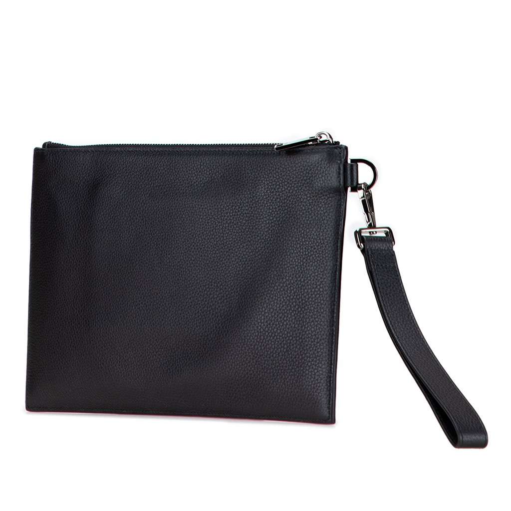 Dior Grained Calfskin CD Icon Signature A5 Pouch Black Leather Good - Back View