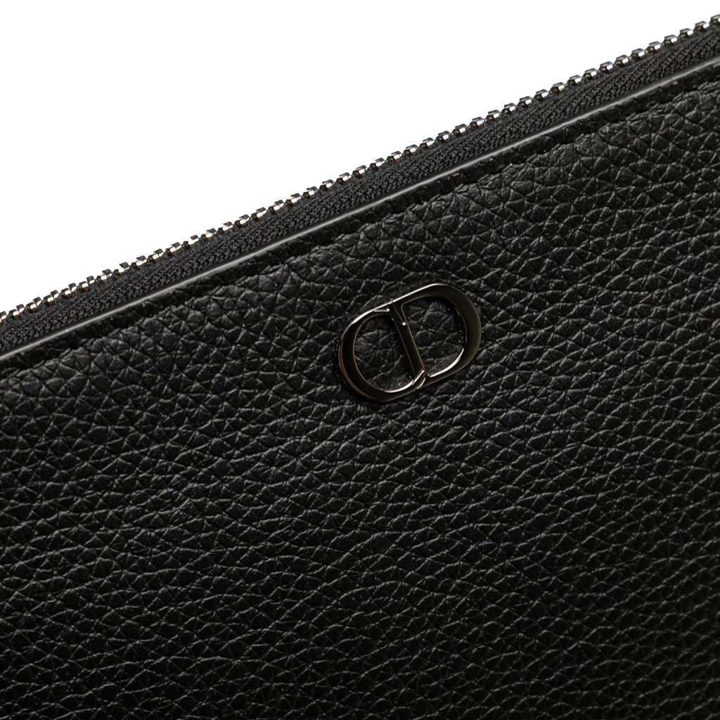 Dior Grained Calfskin CD Icon Signature A5 Pouch Black Leather Good - Box View