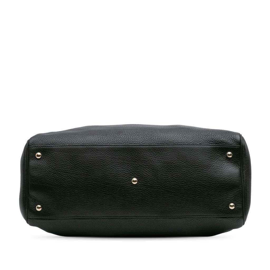 Gucci Large Calfskin Bamboo Shopper Satchel Black Leather Good condition - Inside View