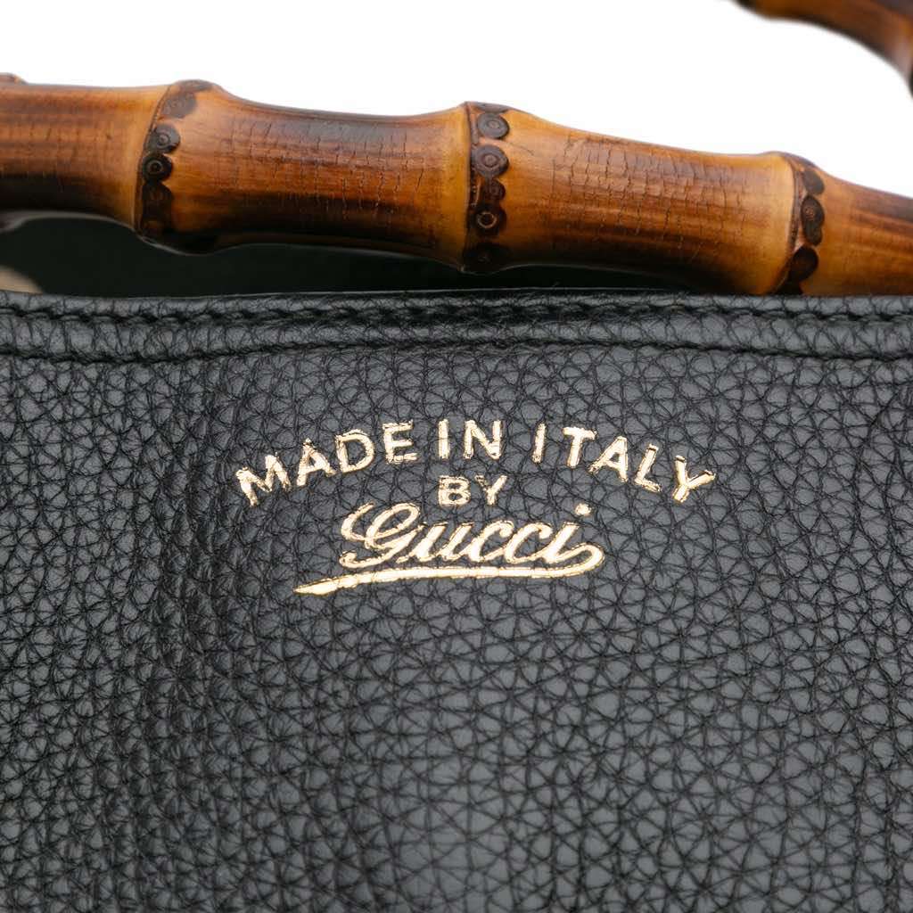 Gucci Large Calfskin Bamboo Shopper Satchel Black Leather Good condition - Box View