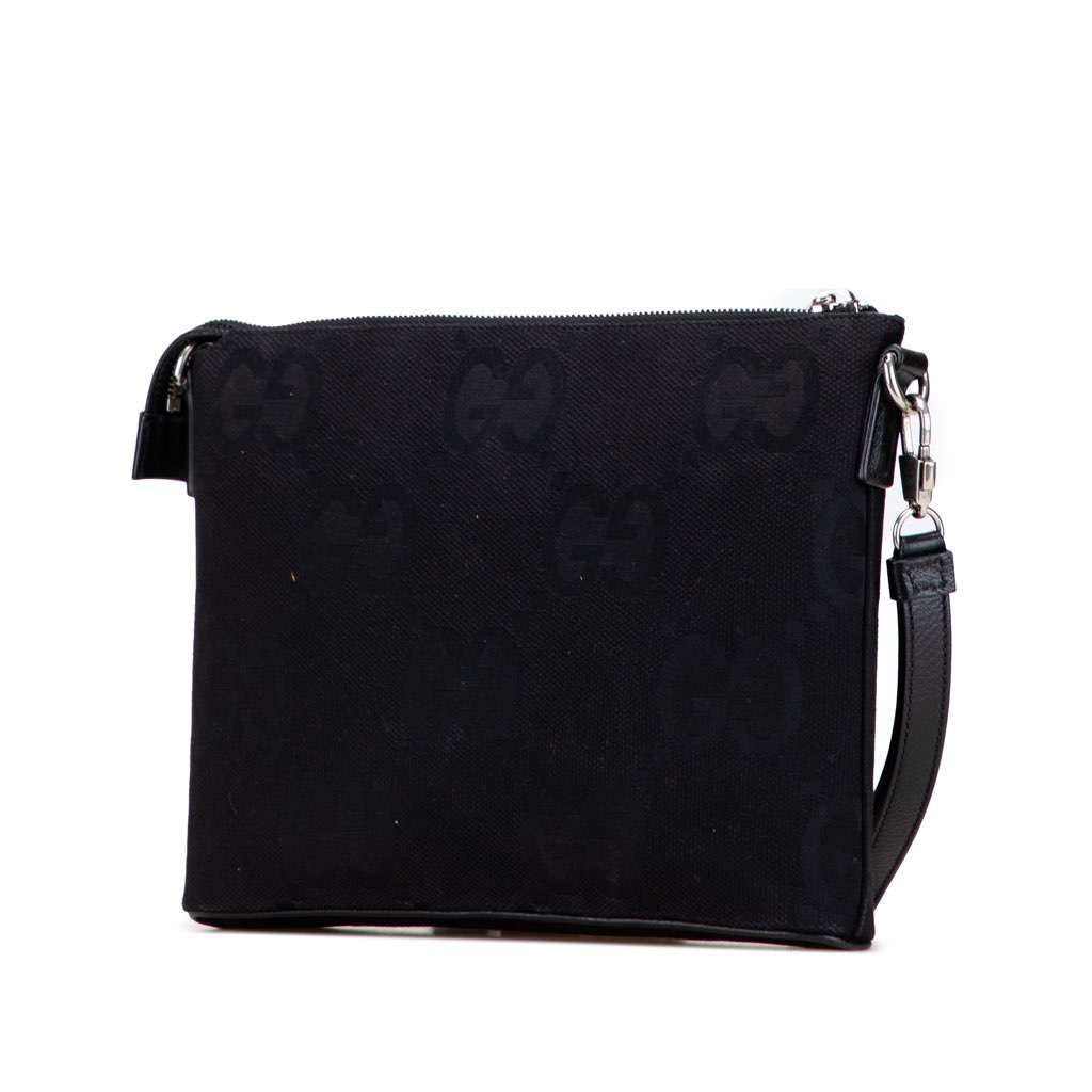 Gucci Jumbo GG Canvas Clutch on Strap Black Canvas Very good - Back View