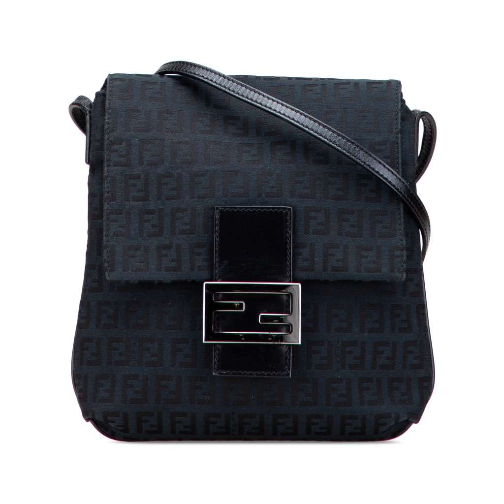 Fendi Zucchino Canvas Crossbody Blue Canvas Very good - Front View