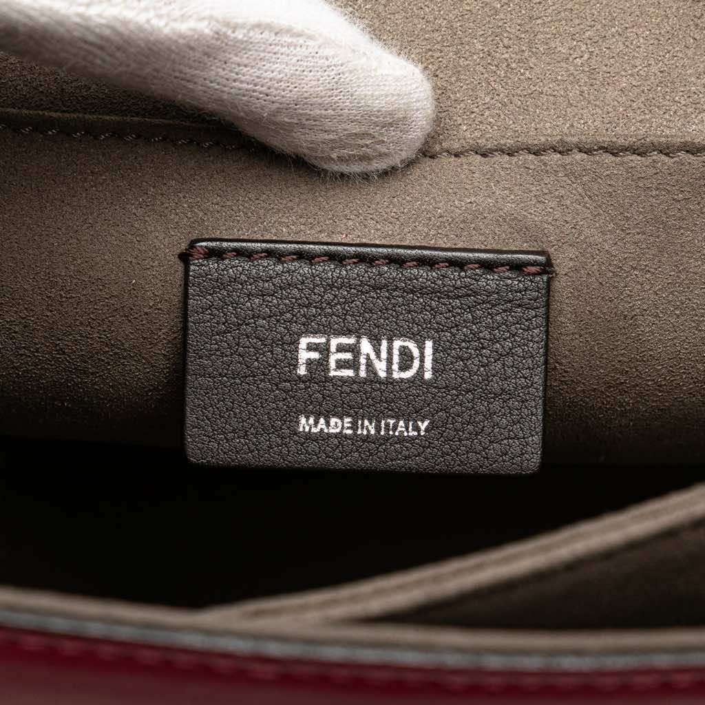Fendi Medium Vitello Liberty Lucido Flowers and Bows Scalloped Studded Kan I Satchel Brown Leather Very good - Box View