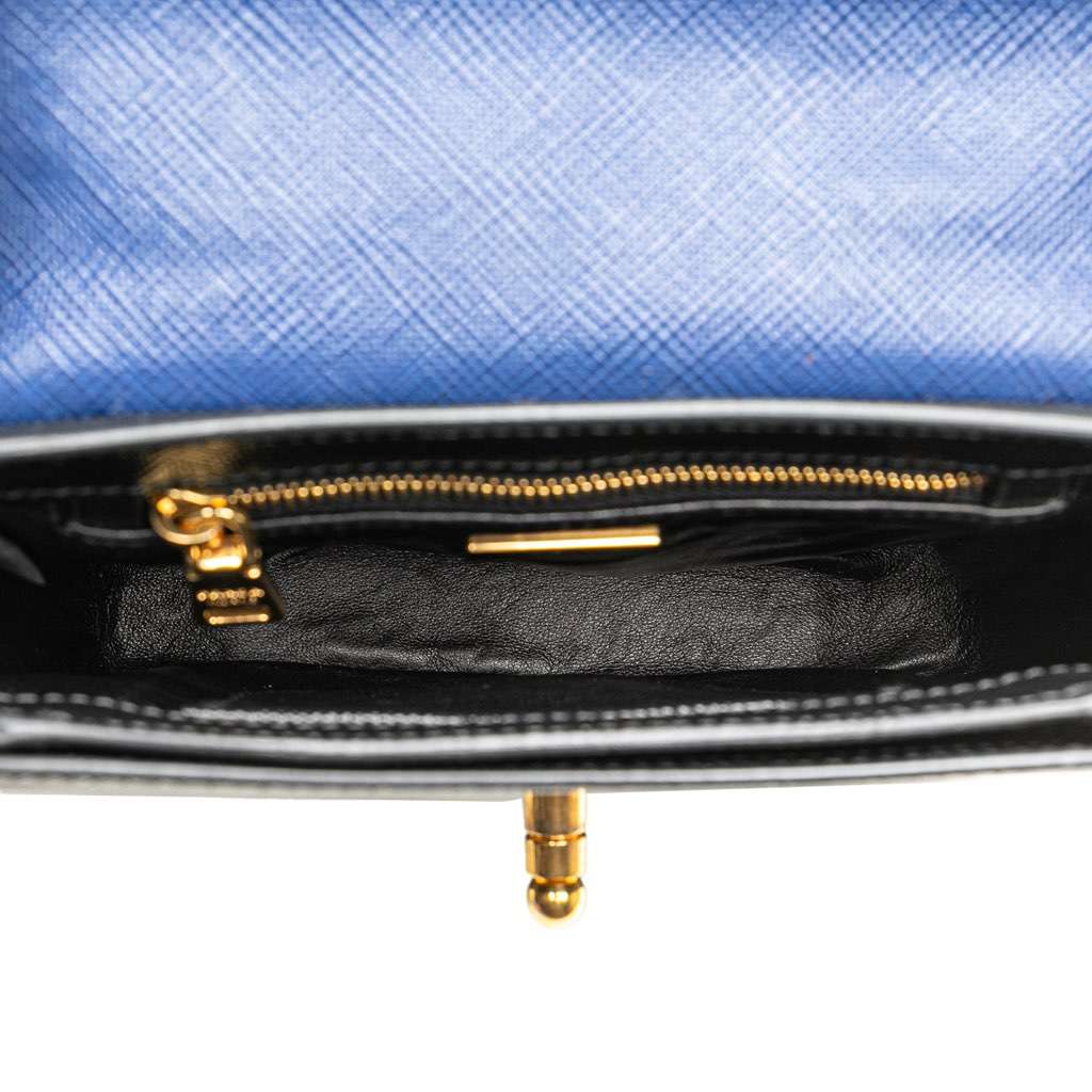 Prada Bicolor Saffiano Cuir Flap Crossbody Black Leather Very good - Model View