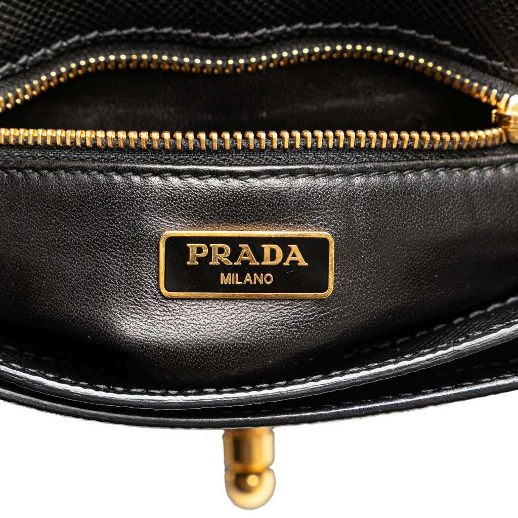 Prada Bicolor Saffiano Cuir Flap Crossbody Black Leather Very good - Box View