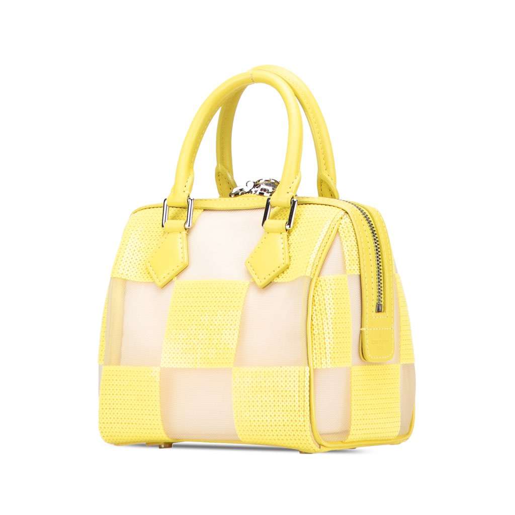 Louis Vuitton Damier Optic Mesh Sequins Cube Speedy Yellow Good - Back View