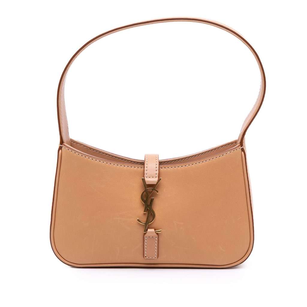 Saint Laurent Mini Smooth Calfskin Le 5 a 7 Hobo Brown Leather Very good condition - Front View