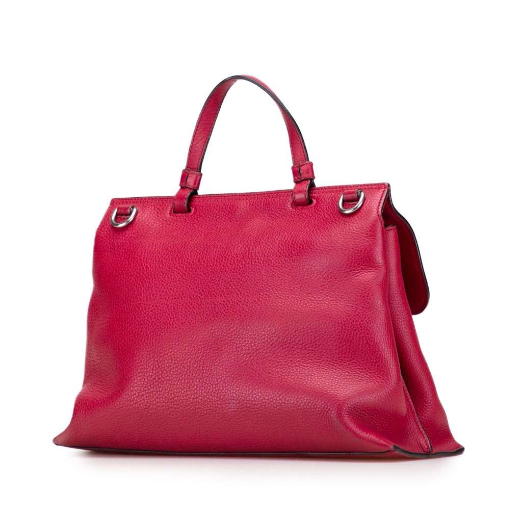 Gucci Medium Leather Bamboo Daily Satchel Pink Leather Very good - Back View