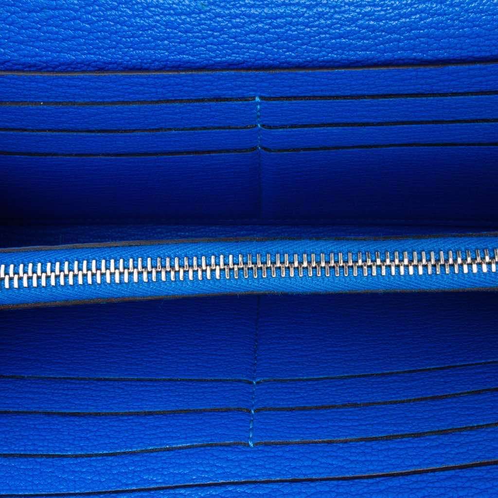 Hermès Chevre Mysore Kelly Longue Wallet Blue Leather Good condition - Model View