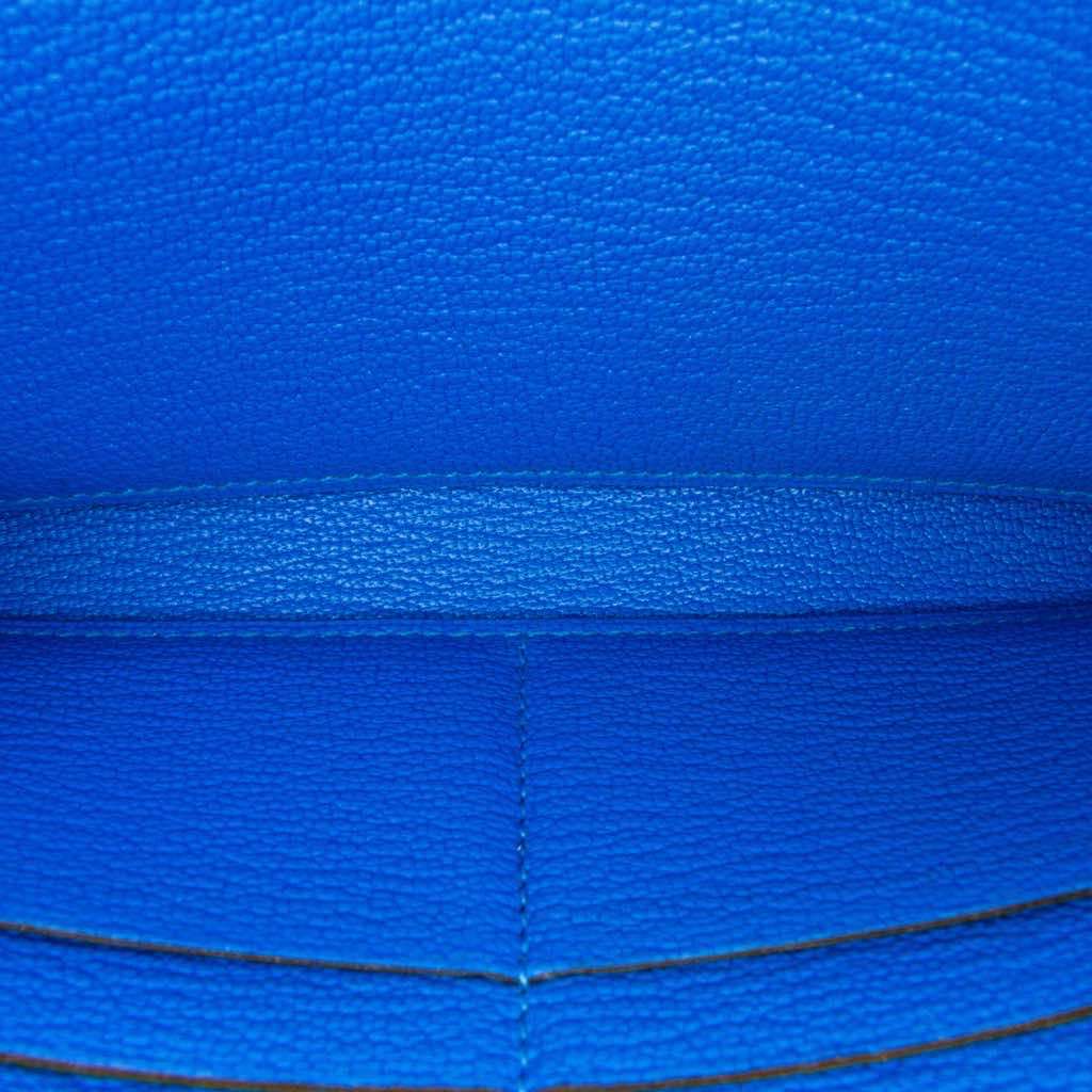 Hermès Chevre Mysore Kelly Longue Wallet Blue Leather Good condition - Box View