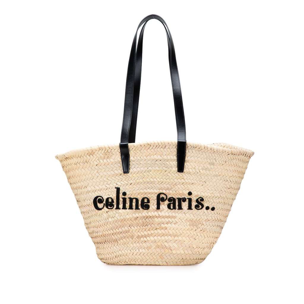 Celine Raffia Classic Panier Tote Brown Very good - Front View