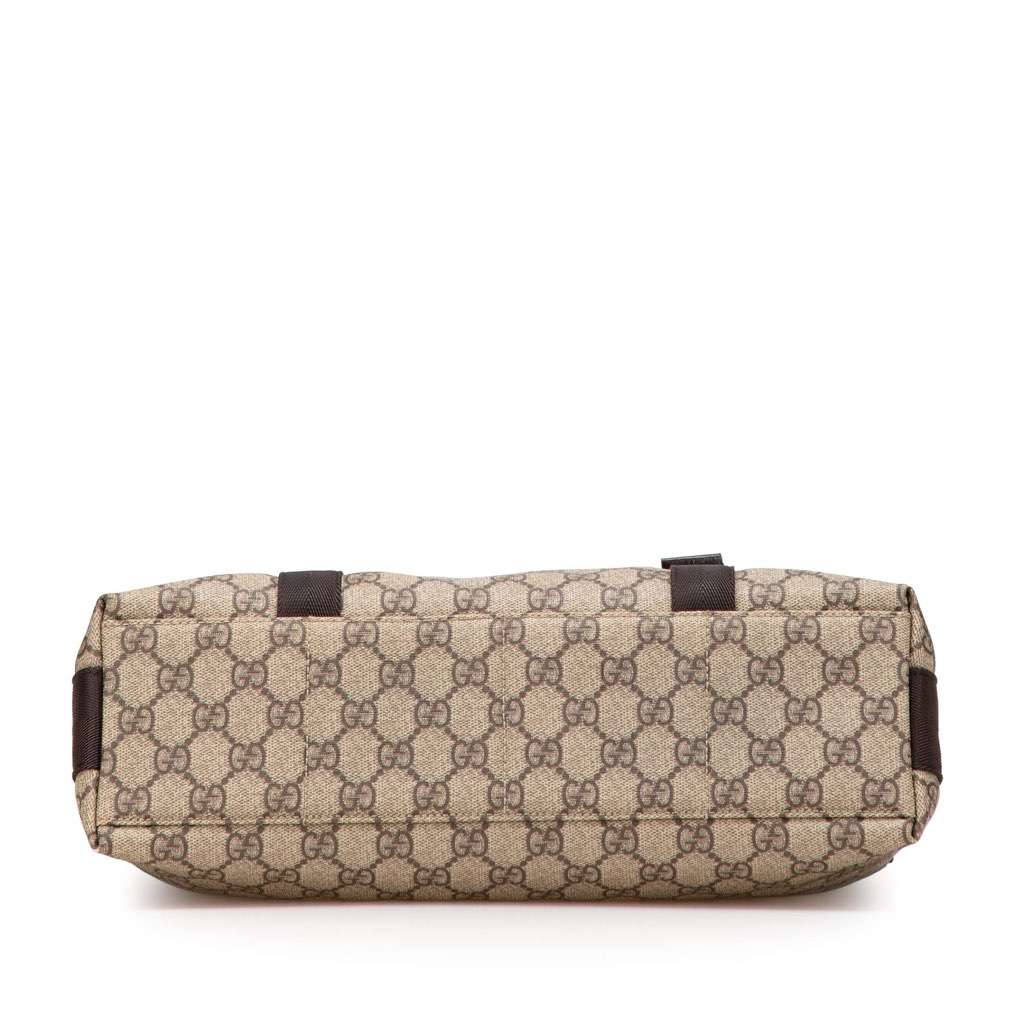 Gucci Large GG Supreme Double Buckle Flap Messenger Bag Brown Canvas Good condition - Inside View
