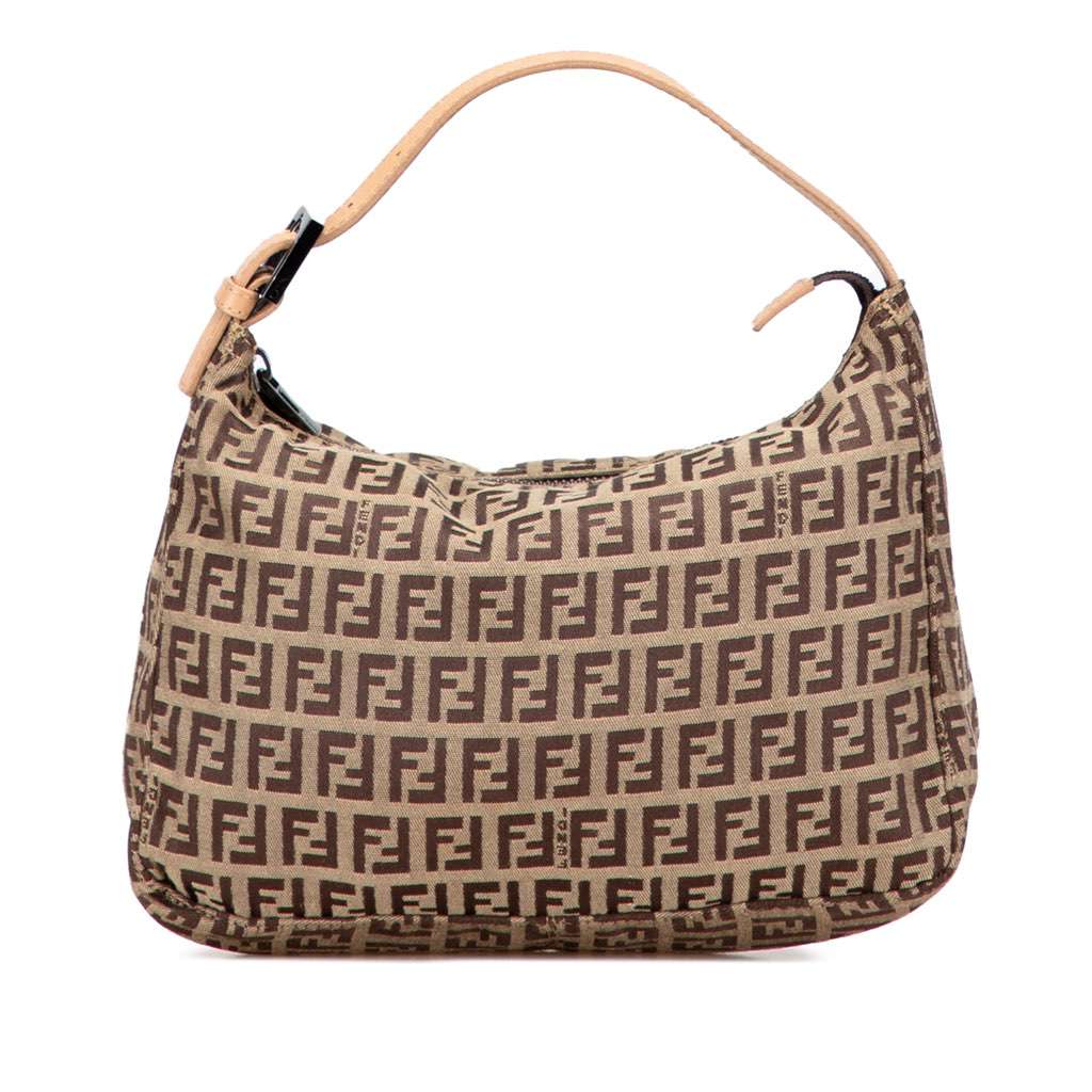 Fendi Zucchino Canvas Handbag Brown Canvas Good - Front View