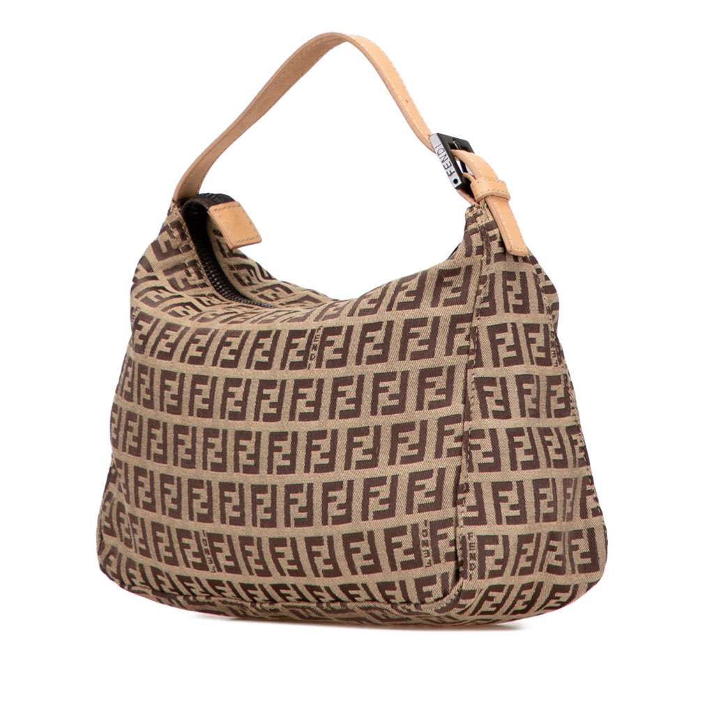 Fendi Zucchino Canvas Handbag Brown Canvas Good - Back View