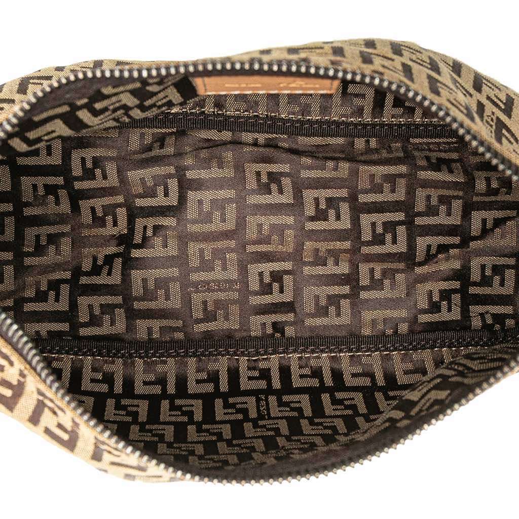 Fendi Zucchino Canvas Handbag Brown Canvas Good - Model View