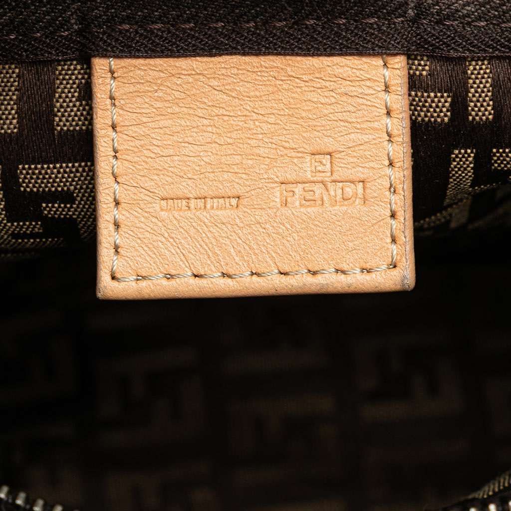 Fendi Zucchino Canvas Handbag Brown Canvas Good - Box View